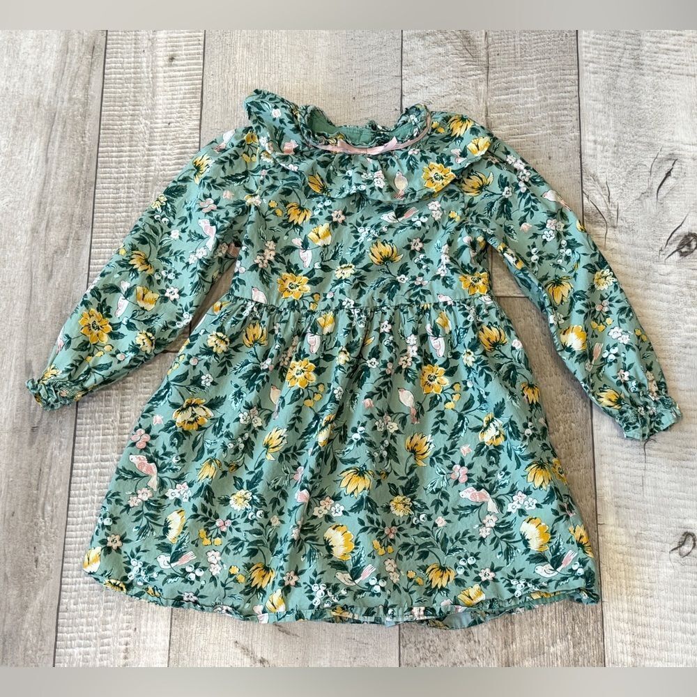 Janie And Jack Floral Ruffle Bow Collar Dress